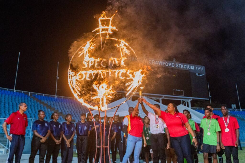 The 2024 Special Olympics of TT National Games was officially brought to a close as Digicel Foundation directors LaToya Gopaul and Romona Boiselle-Romano ignite the flame in longstanding Olympic tradition. - (Image obtained at newsday.co.tt)