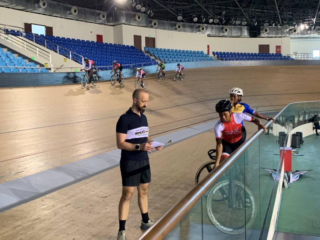 UCI coach expert James Hey is currently hosting a week-long junior development camp at the National Cycling Centre in Couva. - Photo courtesy SporTT (Image obtained at newsday.co.tt)